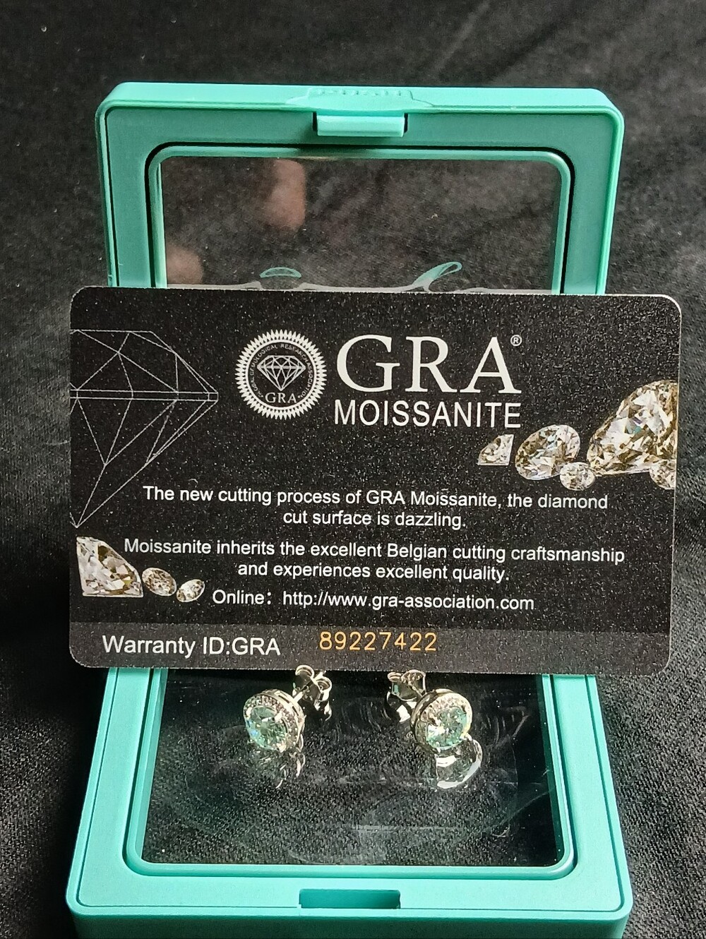 GRA 1CT TW BLUE GREEN VVS1 EXCELLENT CUT MOISSANITE S925 HALO STUD EARRINGS